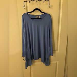 LOGO Women's Soft Blue Tunic - Plus size, business casual, layering, boho